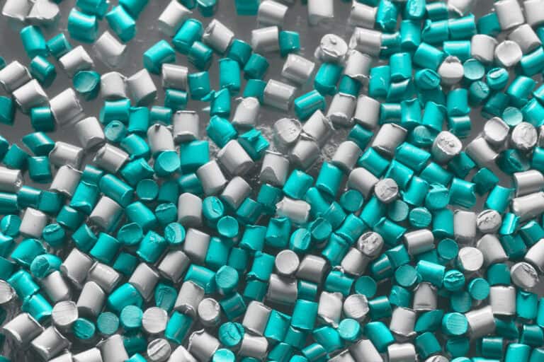 close up picture of color masterbatch pellets, selective focus.